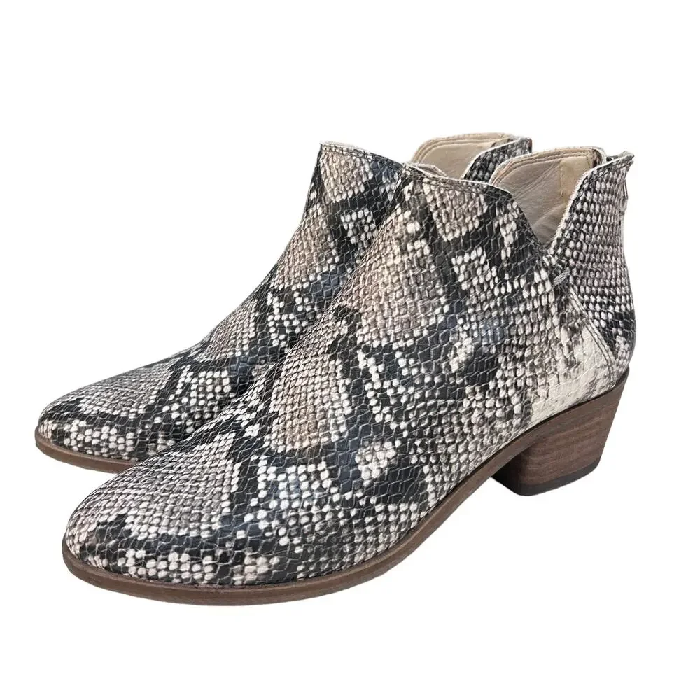 Dolce Vita Karsen Snake Print Ankle Booties Faux Leather Vegan Women's Size 6